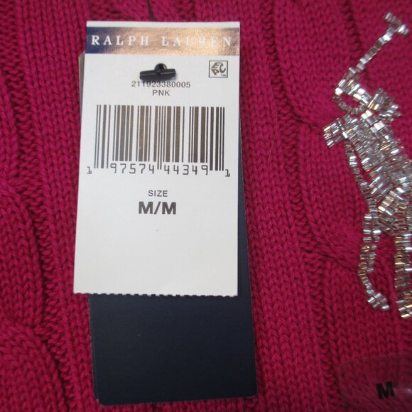 NWT Polo Ralph Lauren Cable Knit Crewneck Short Sleeve Pink Sweater Women's M - Picture 7 of 10